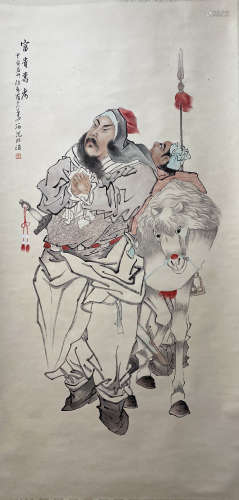 A Chinese Figure Hanging Scroll Painting, Shen Xinhai Mark