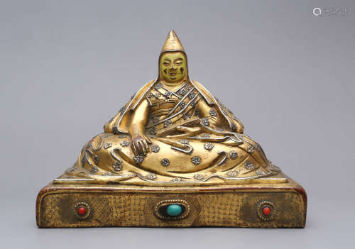 A Gilt Bronze Dalai Lama