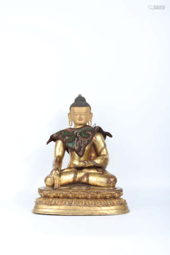 A Gilt-bronze Three-set Buddha