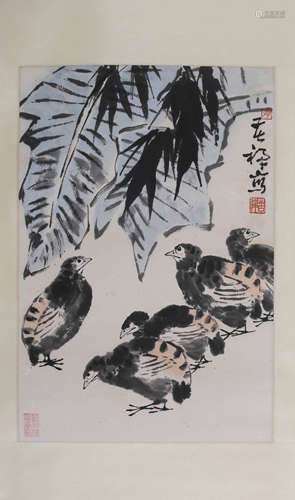 A Chinese Bird-and-flower Painting, Li Kuchan Mark