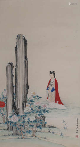 A Chinese Figure Painting, Zhu Meicun Mark