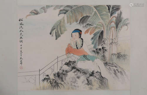 A Chinese Figure Painting, Zhu Meicun Mark