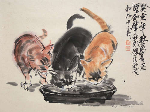 A Chinese Cat Painting, Huangzhou Mark