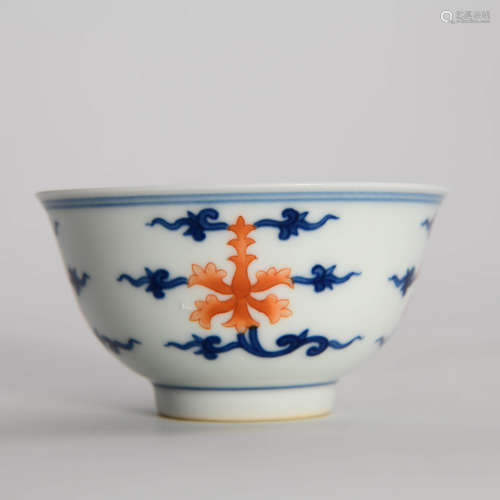 A Blue and White Iron Red Porcelain Cup, Qianlong mark