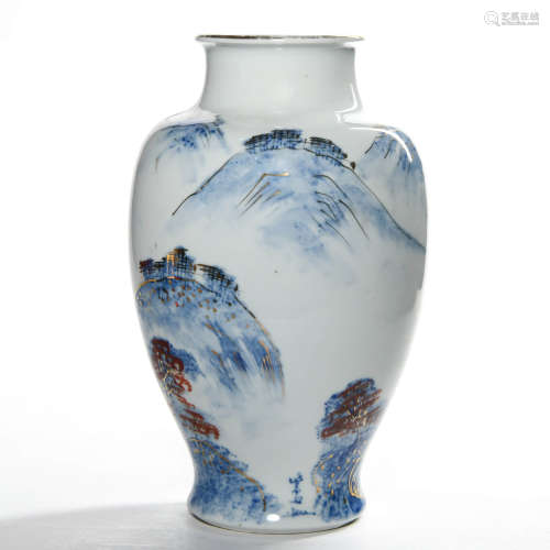 A Blue and White enamlled Meiping Vase
