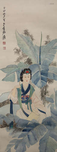 A Chinese Figure Painting, Zhang Daqian Mark