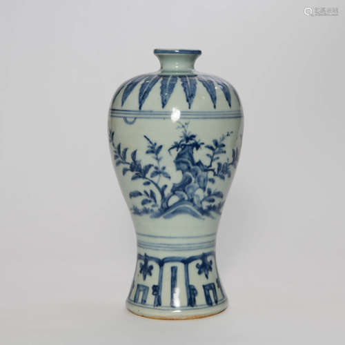 A Blue and White Flower Porcelain Meiping Vase