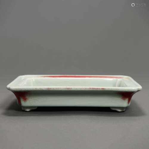 A  Underglazed Red Porcelain Squared Basin