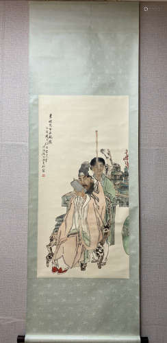 A Chinese Figure Hanging Scroll Painting, Shen Xinhai Mark