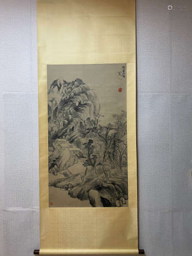 A Chinese Landscape Hanging Scroll Painting, Zhuda Mark