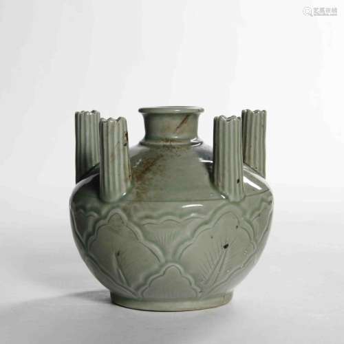 A Yaozhou Moulded  Porcelain Zun Vase
