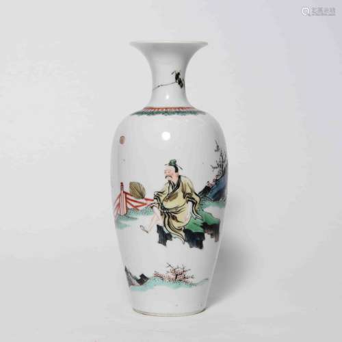 A Wucai Figure Porcelain Vase, Probally 19th century
