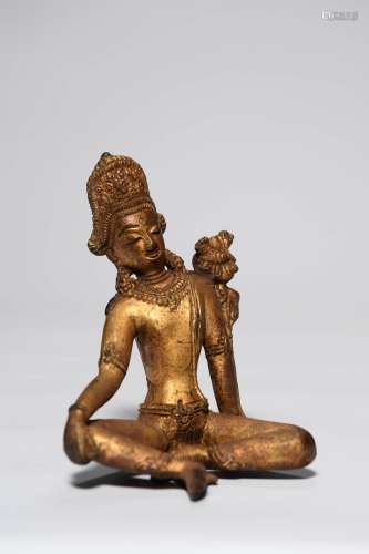 A Copper Guanyin Statue