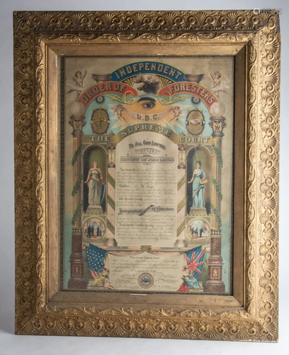 Rare Masonic Print- Order of Foresters - 17 x23.5