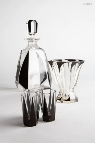 Art Deco Crystal Whisky Bottle Set