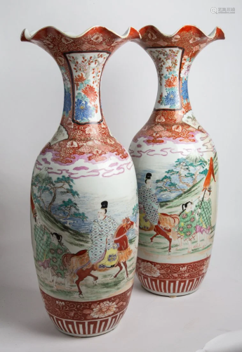 HUGE Pair of RARE Japanese Vases from the Edo Period