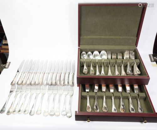 Christofle Paris; Marly Silverplate Service for 12
