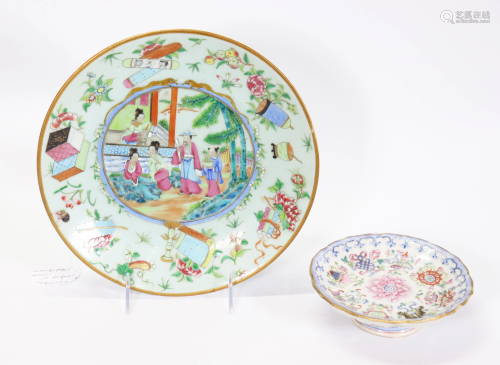 2 Fine Chinese 19 C Famille Rose Porcelain Plates