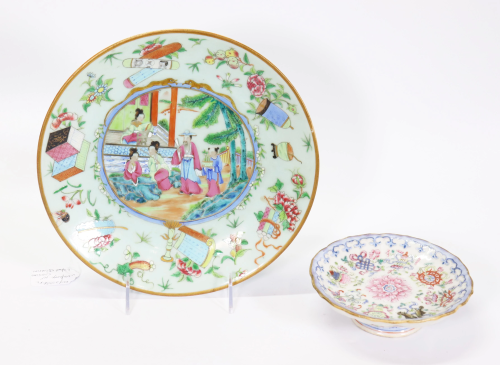 2 Fine Chinese 19 C Famille Rose Porcelain Plates
