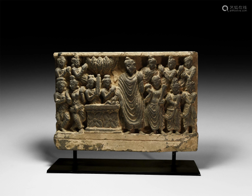 Gandharan Panel with Buddha and Disciples