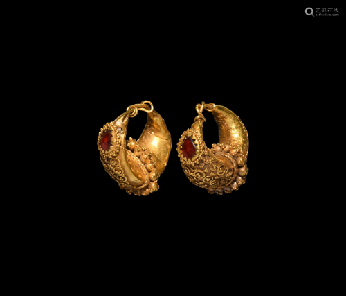 Roman Gold Boat-Shaped Earring Pair