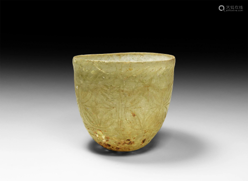 Large Hellenistic Engraved Cut Glass Cup