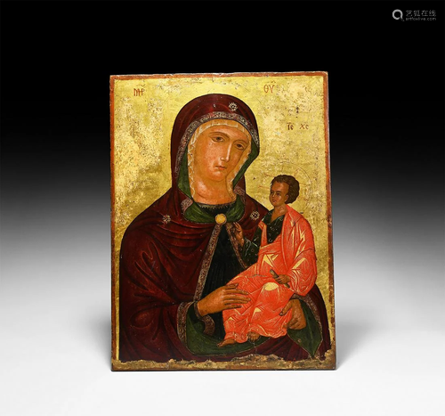 Greek Cretan School Icon of The Hodigitria Mother of