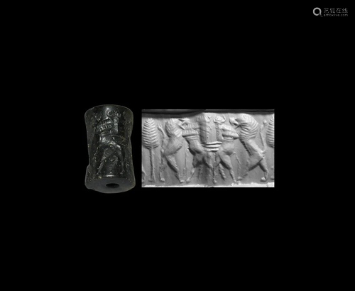 Akkadian Cylinder Seal with Contest Scene