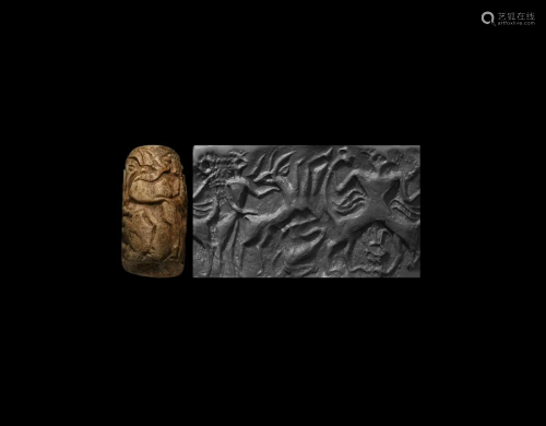 Sumerian Cylinder Seal with Contest Scene