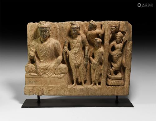 Gandharan Panel with Buddha and Disciples