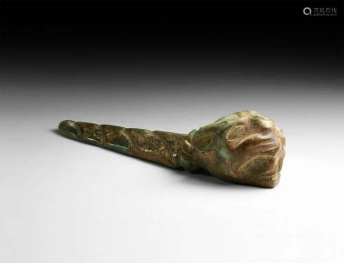 Mesoamerican Zapotec Jadeite Jaguar Dagger