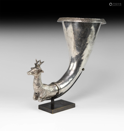 Hellenistic Silver Rhyton with Deer Protome