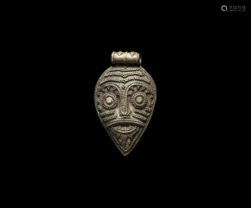 Viking Silver Helmetted Face Pendant