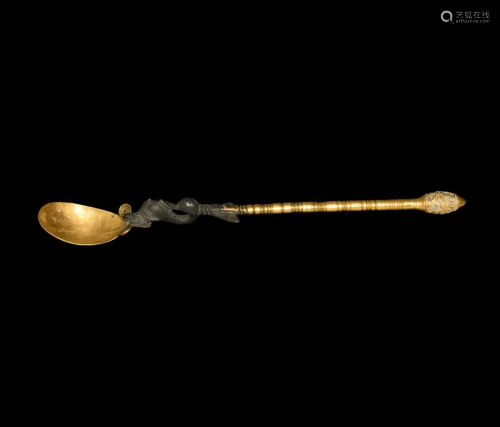 Roman Gold Liturgical Spoon with Silver Dolphin