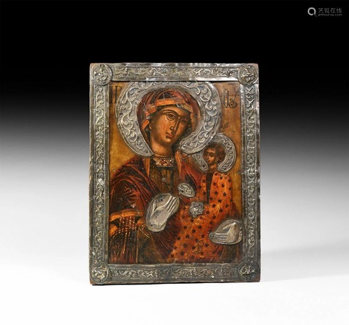 Greek Icon of Hodigitria of God with Basma