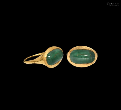 Greek Gold Ring with Emerald