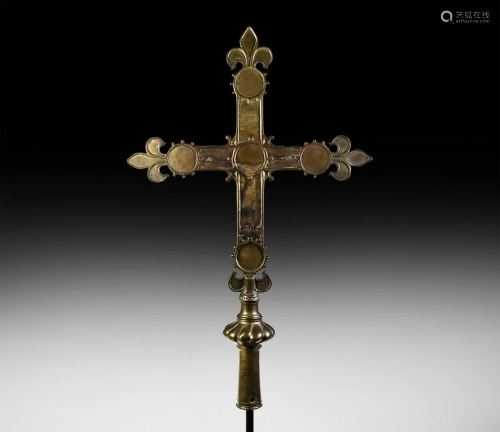 French Processional Cross with Fleur-De-Lys Terminals