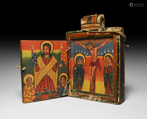 Ethiopian Large Folding Polyptych Icon