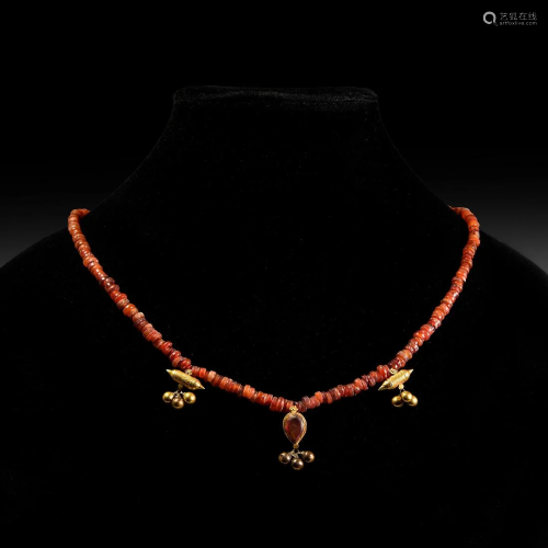Roman Gold Necklace with Drops