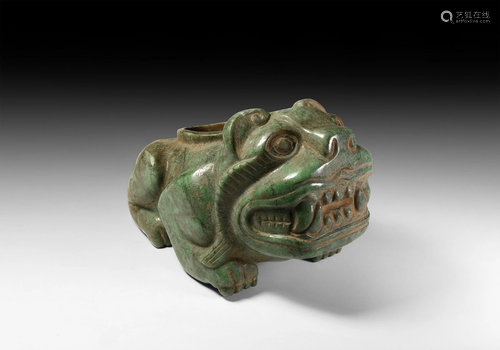 Mexico Jadeite Seated Jaguar with Offering Bowl