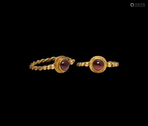 Medieval Gold Twisted Ring with Garnet