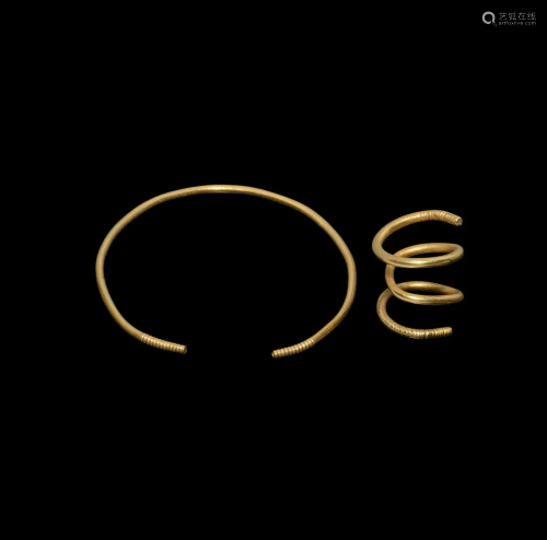 Greek Gold Hair Ring and Bracelet