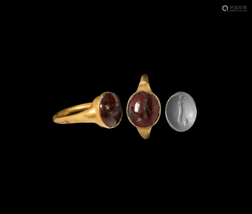 Roman Gold Ring with Minerva Gemstone