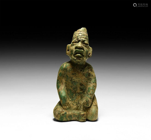 Mesoamerican Olmec Jadeite Seated Figure