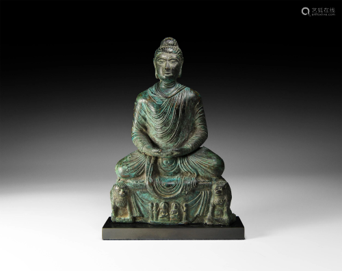 Gandharan Seated Buddha with Buddhist Scene