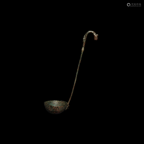 Roman Ladle with Dog Head Terminal