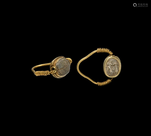 Egyptian Gold Swivel Ring with Scarab