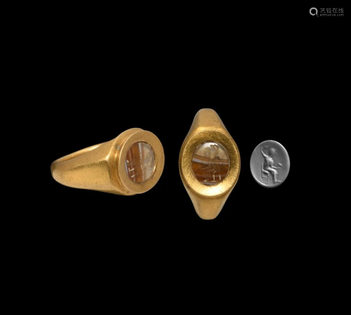 Greek Gold Ring with Jupiter Gemstone