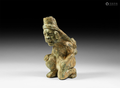 Mesoamerican Olmec Jadeite Kneeling Figure