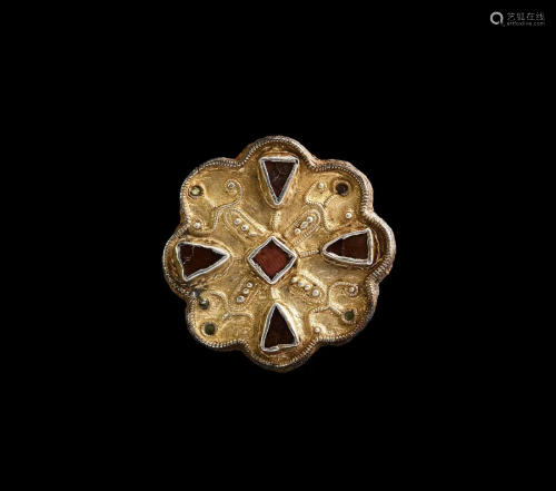 Merovingian Silver-Gilt Brooch with Filigree and